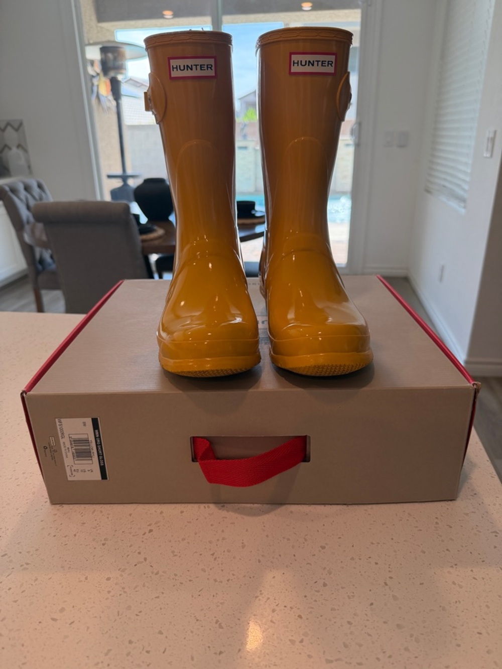Hunter Gloss Yellow Tall Waterproof Rain Boots - Picture 1 of 7